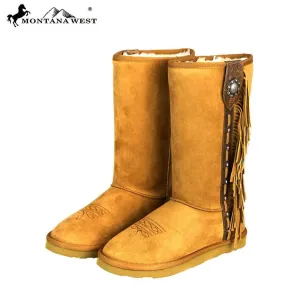 Camel Fringe Boots with Concho