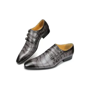 CrocoChic Genuine Leather Monkstrap Dress Shoes