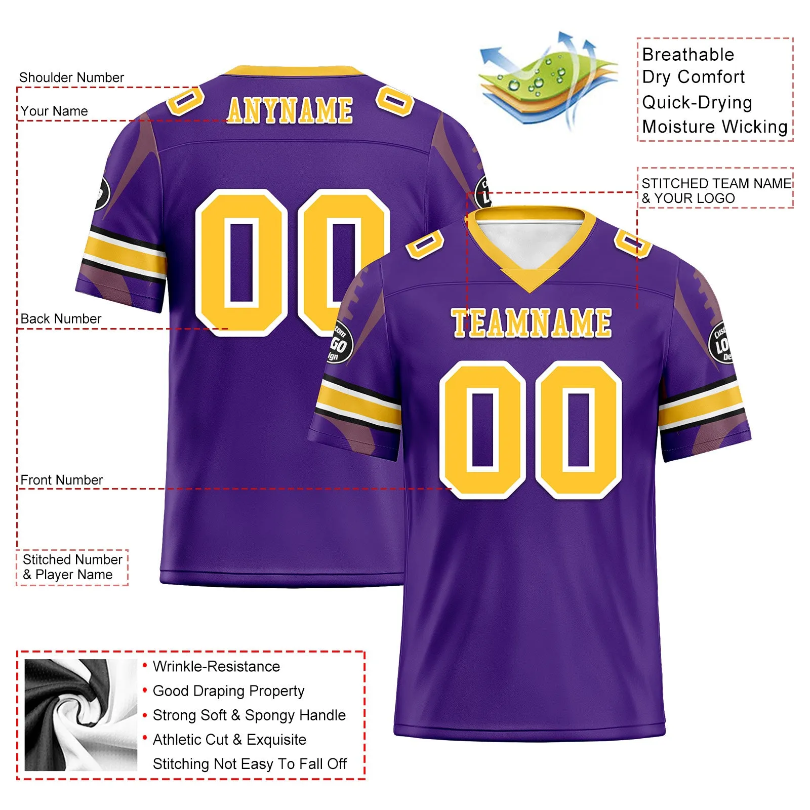 Custom Purple Minnesota Football Jersey and Sports Shoes Combo Offer Personalized Combo ZH-D025008-15