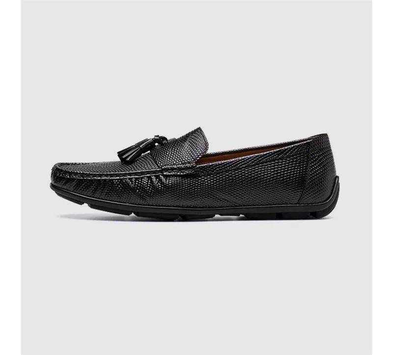 Exotic Boss Leather Slip-on Brogue Loafers