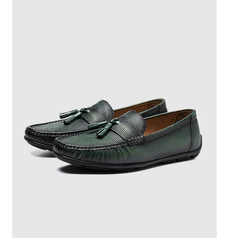 Exotic Boss Leather Slip-on Brogue Loafers