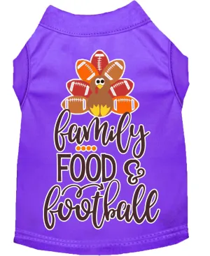 Family, Food, And Football Screen Print Dog Shirt Purple Xxxl