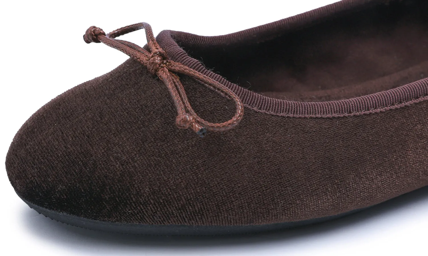 Feversole Women's Macaroon Faux Suede Memory Foam Cushion Insock Soft Ballet Flat Velvet Brown