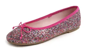 Feversole Women's Macaroon Glitter Multi Fuchsia Memory Foam Cushion Insock Ballet Flat