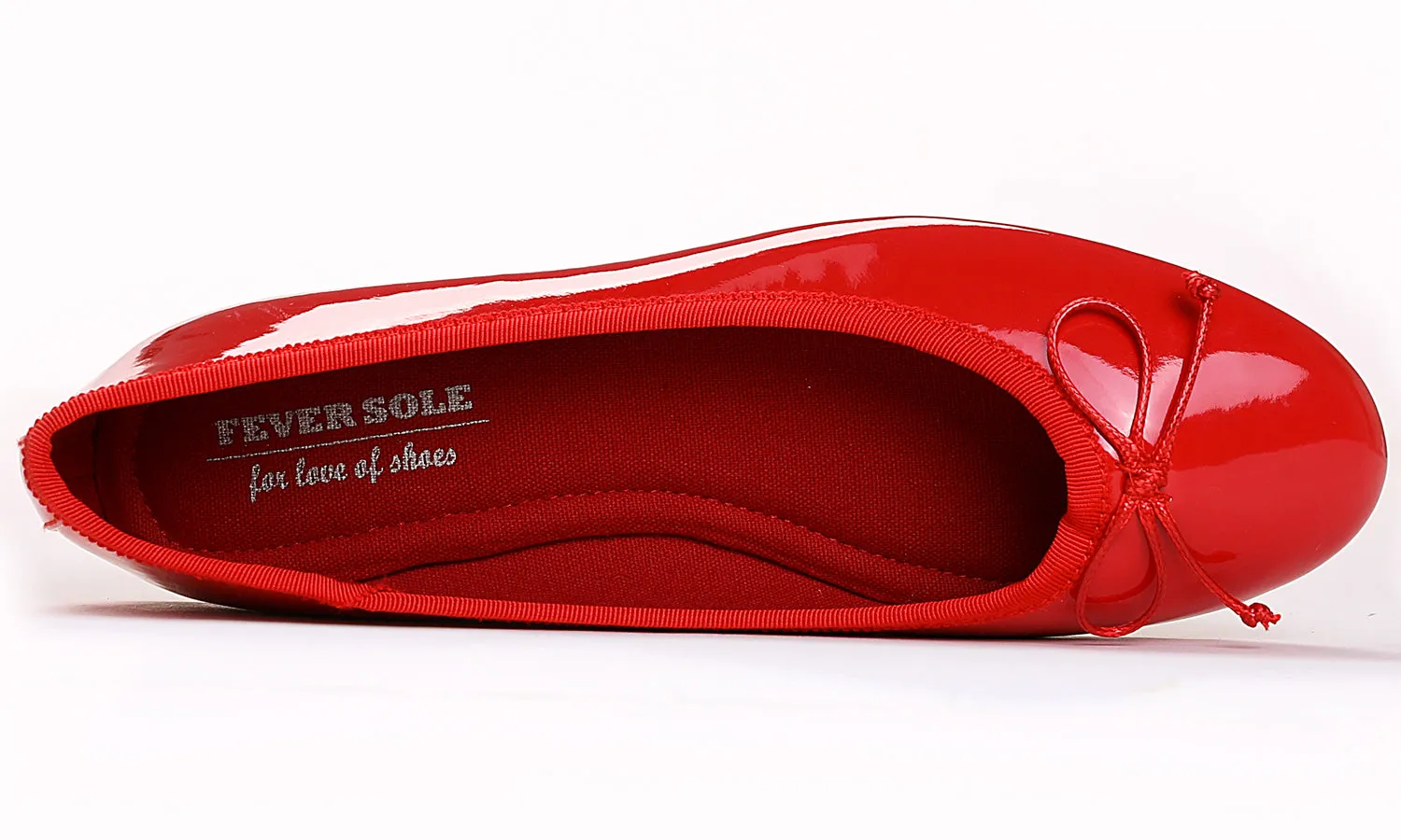 Feversole Women's Macaroon Red Memory Foam Cushion Insock Patent Ballet Flat