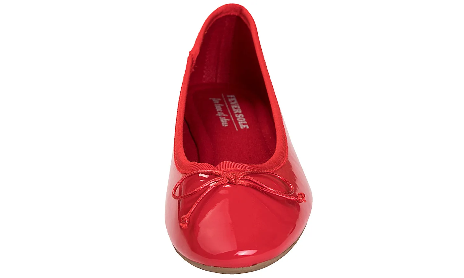 Feversole Women's Macaroon Red Memory Foam Cushion Insock Patent Ballet Flat