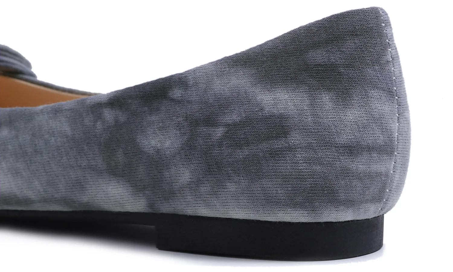 Feversole Women's Round Toe Cute Bow Trim Ballet Flats Tie Dye Grey