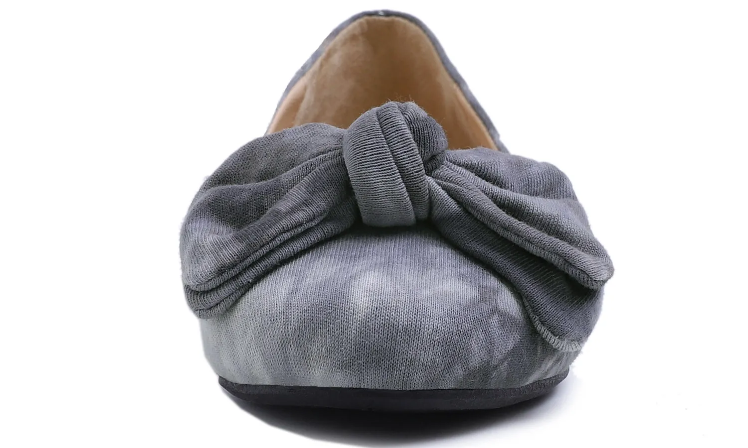 Feversole Women's Round Toe Cute Bow Trim Ballet Flats Tie Dye Grey