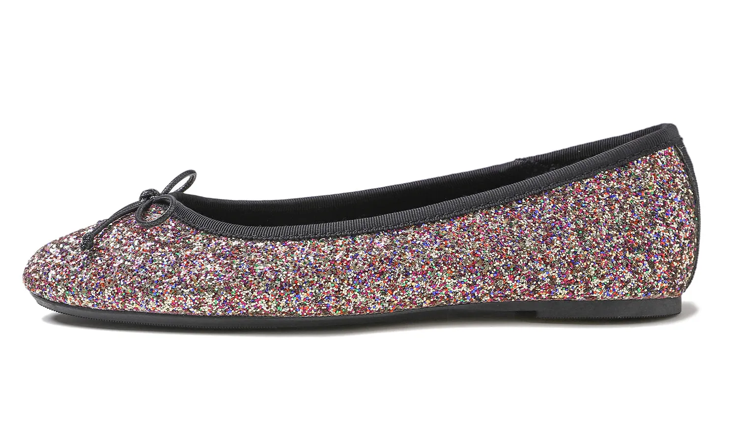 Feversole Women's Sparkle Memory Foam Cushioned Colorful Shiny Ballet Flats Glitter Multi Black