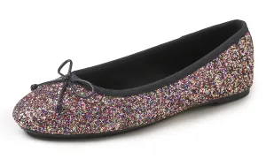 Feversole Women's Sparkle Memory Foam Cushioned Colorful Shiny Ballet Flats Glitter Multi Black