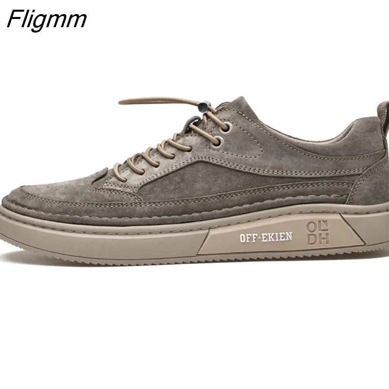 Fligmm Men Shoes fashion Genuine Leather Loafers Breathable Autumn lace up comfortable Casual Shoes Outdoor Men Sneakers shoes 0410