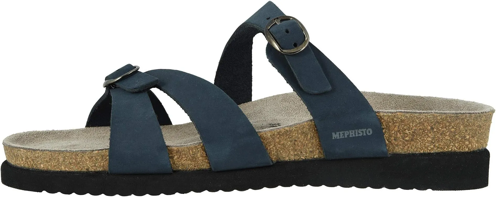 Hannel Mephisto Flat Sandals, Navy Nubuck