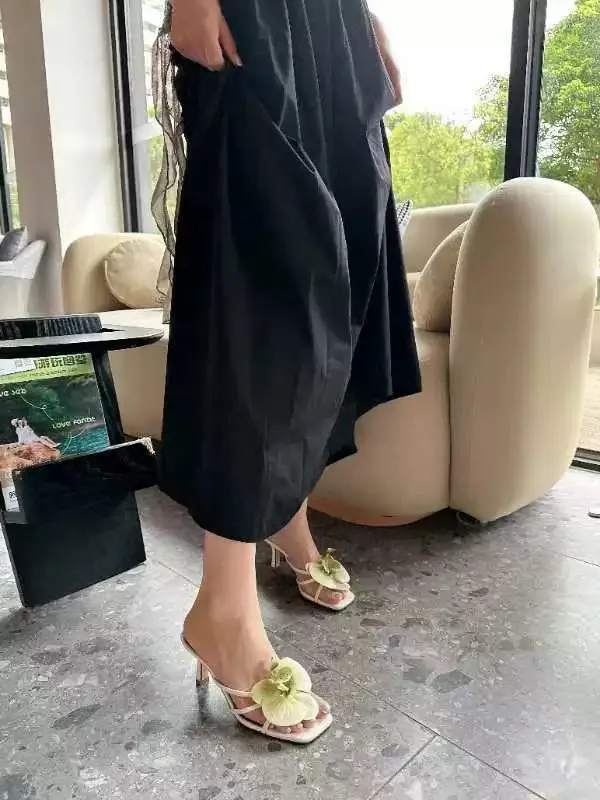 Helene Floral Heels in Green