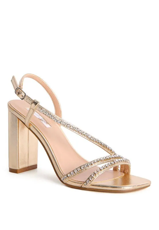 HORIZON RAISINS PIE EMBELLISHED BLOCK HEEL SANDALS