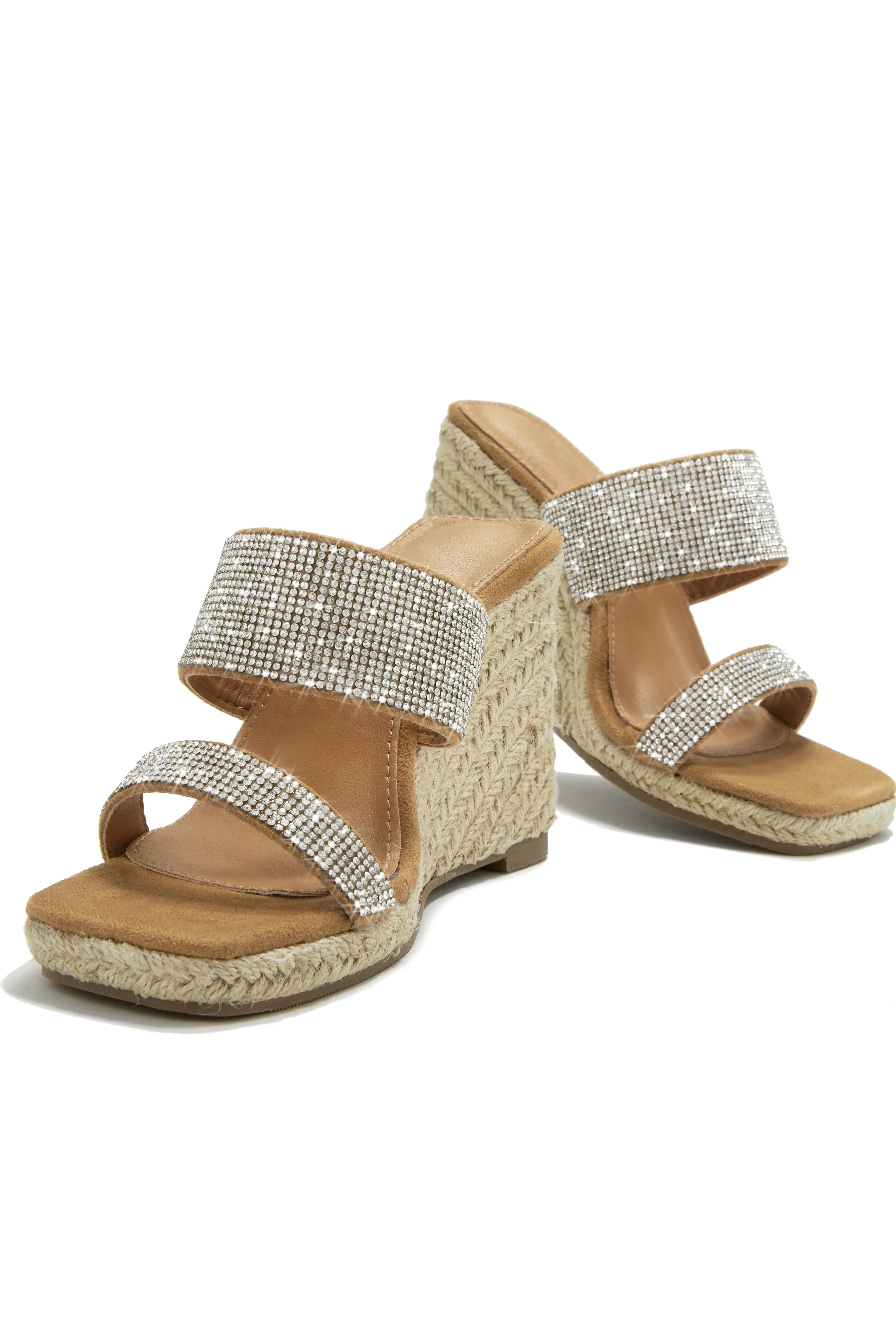 Jimena Embellished Espadrille Wedge Heels - Nude