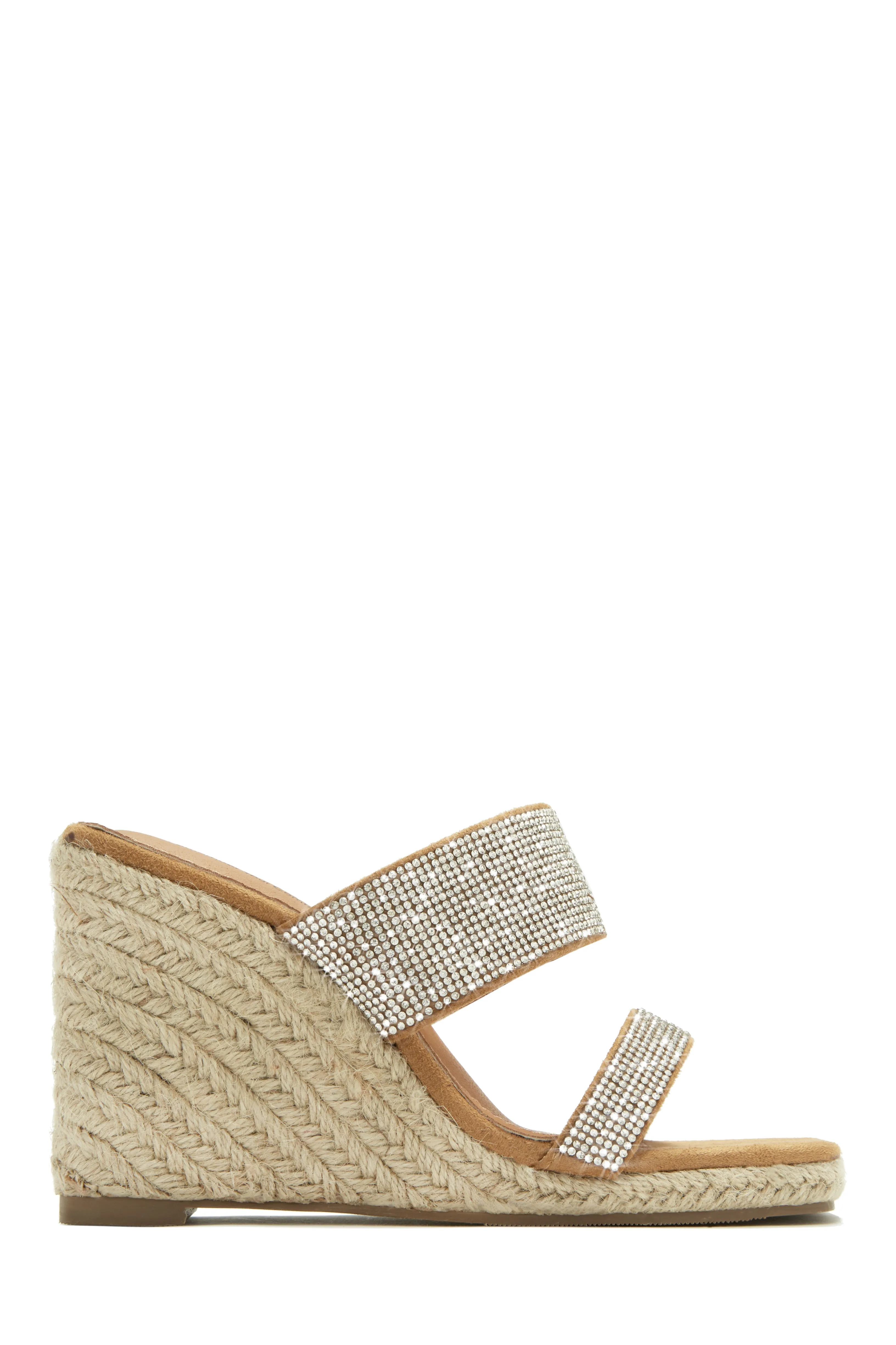 Jimena Embellished Espadrille Wedge Heels - Nude