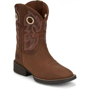 Kid's Justin Bowline Pecan Brown Square Toe Boot