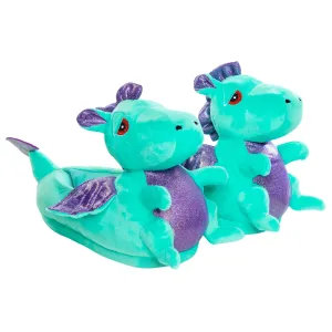 Kids Soft Green Non-Slip Dragon Novelty Slippers One Size