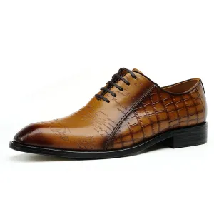 LuxeCroco Genuine Leather Embossed Oxford Dress Shoes