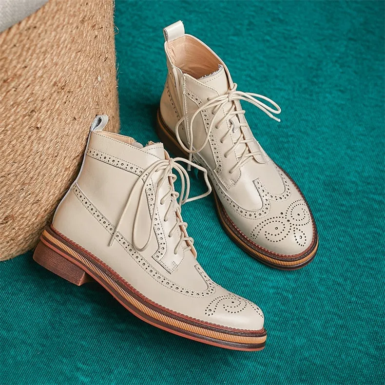 LuxeLeather Chic Square Toe Lace-up Casual Shoes