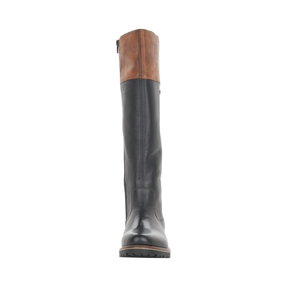 Melany Black Leather Womens Knee High Boots