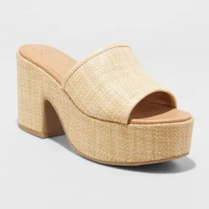 New - Women's Ricky Platform Heels - A New Day Beige 7.5