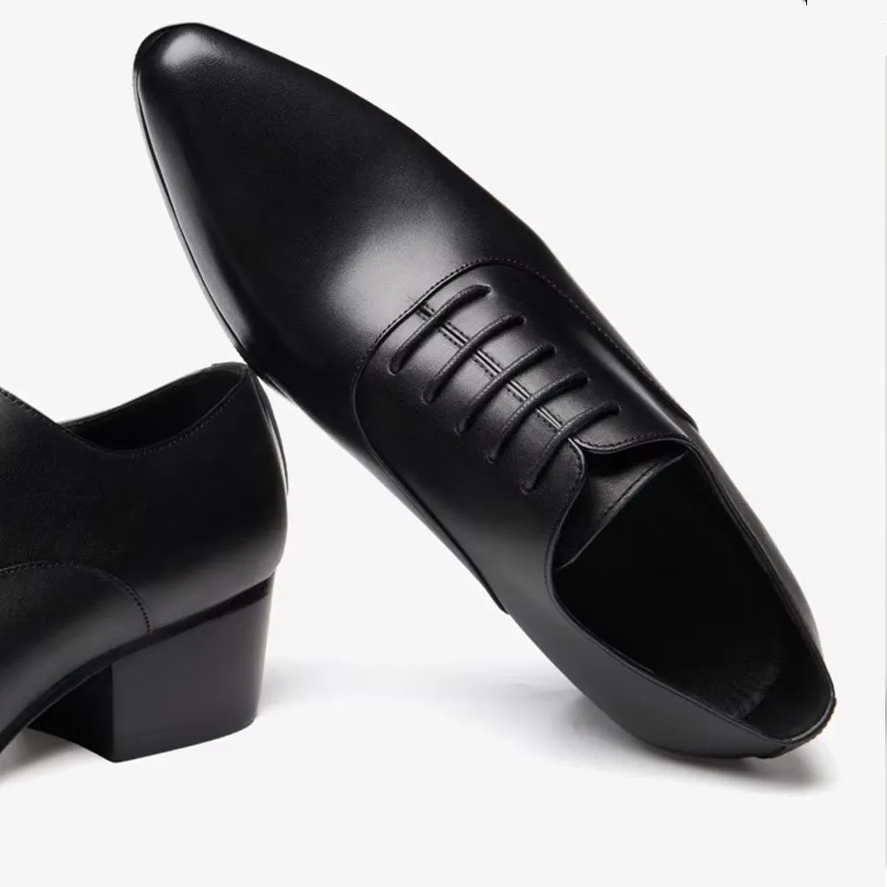 Refined Leather Pointed Toe Chic Oxford Dress Shoes