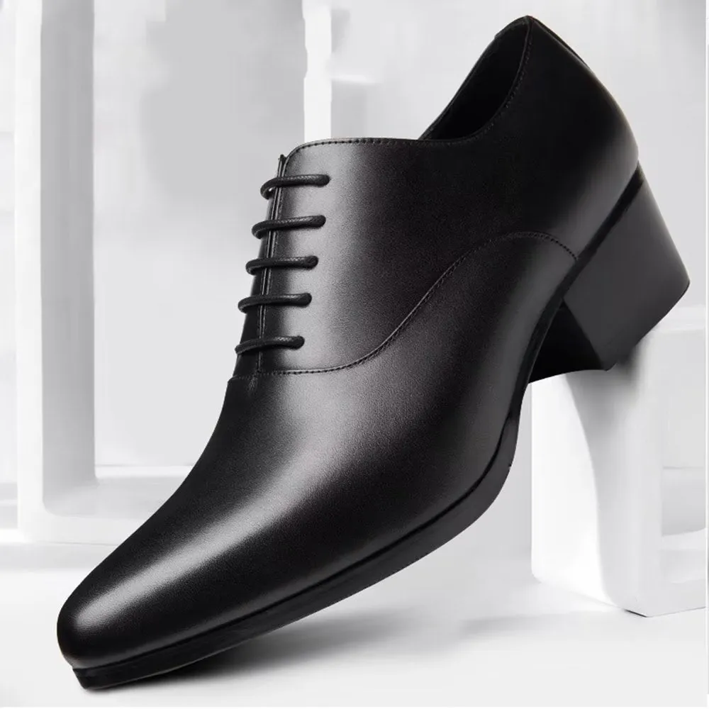 Refined Leather Pointed Toe Chic Oxford Dress Shoes