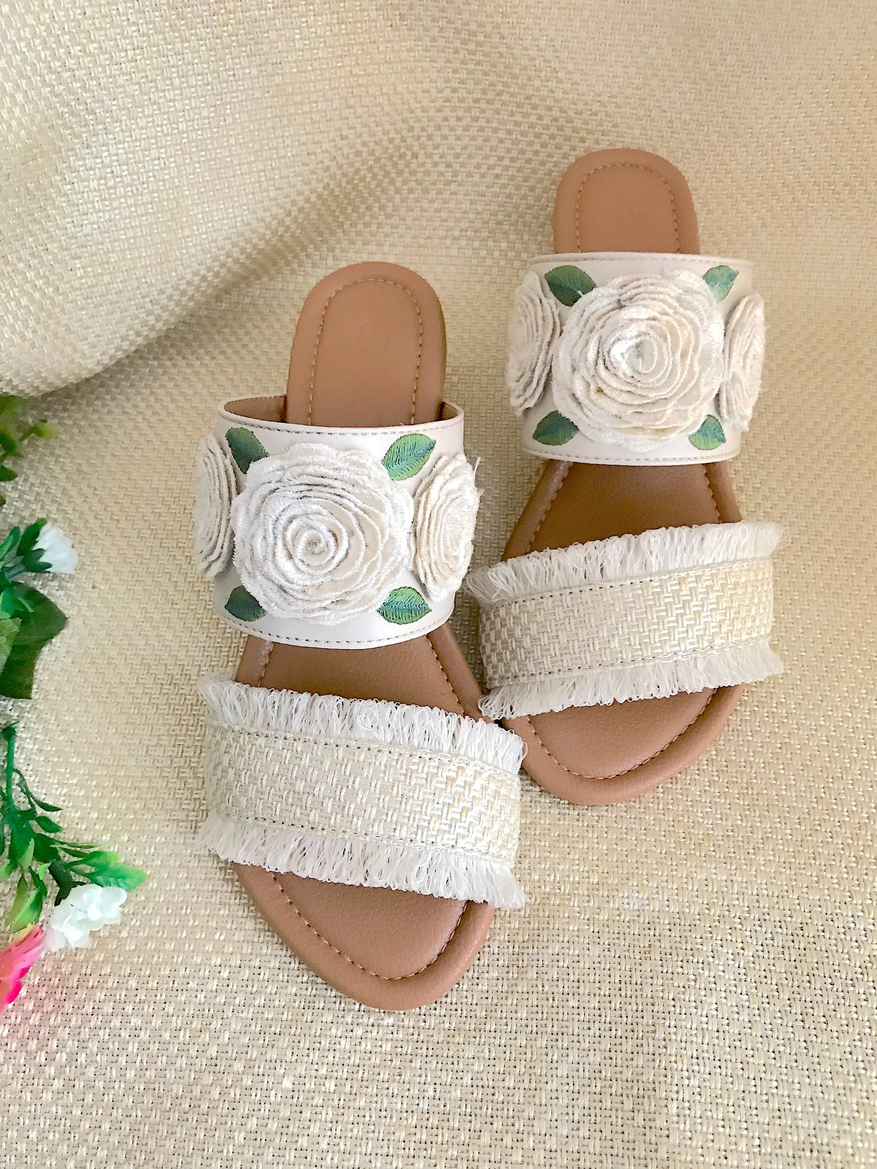 Rose Jute Block Heels