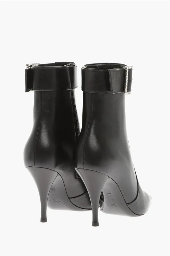 Saint Laurent Leather TOM Booties with Jeweled Buckle