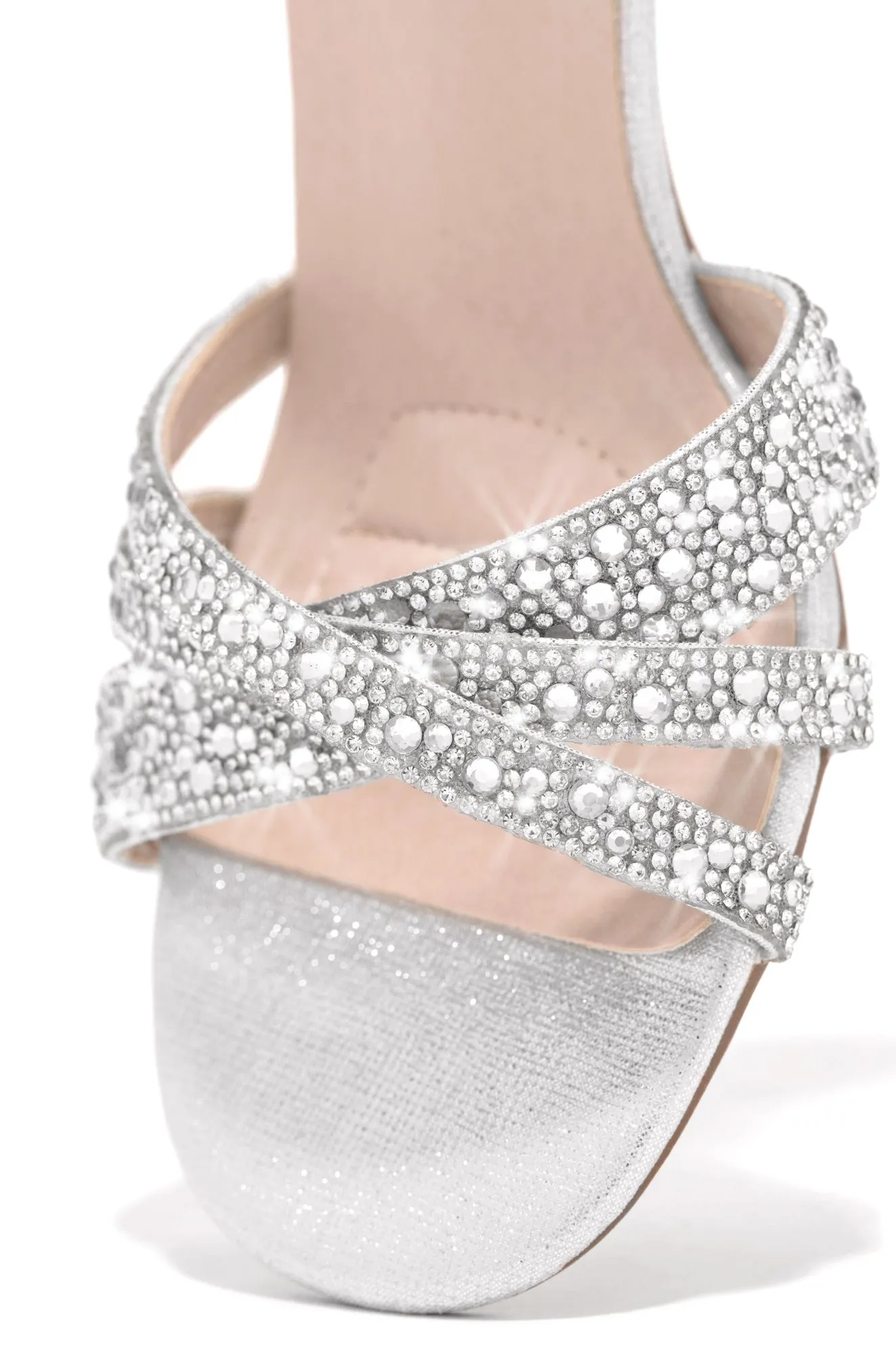 Special Guest Embellished Block Heels - Silver