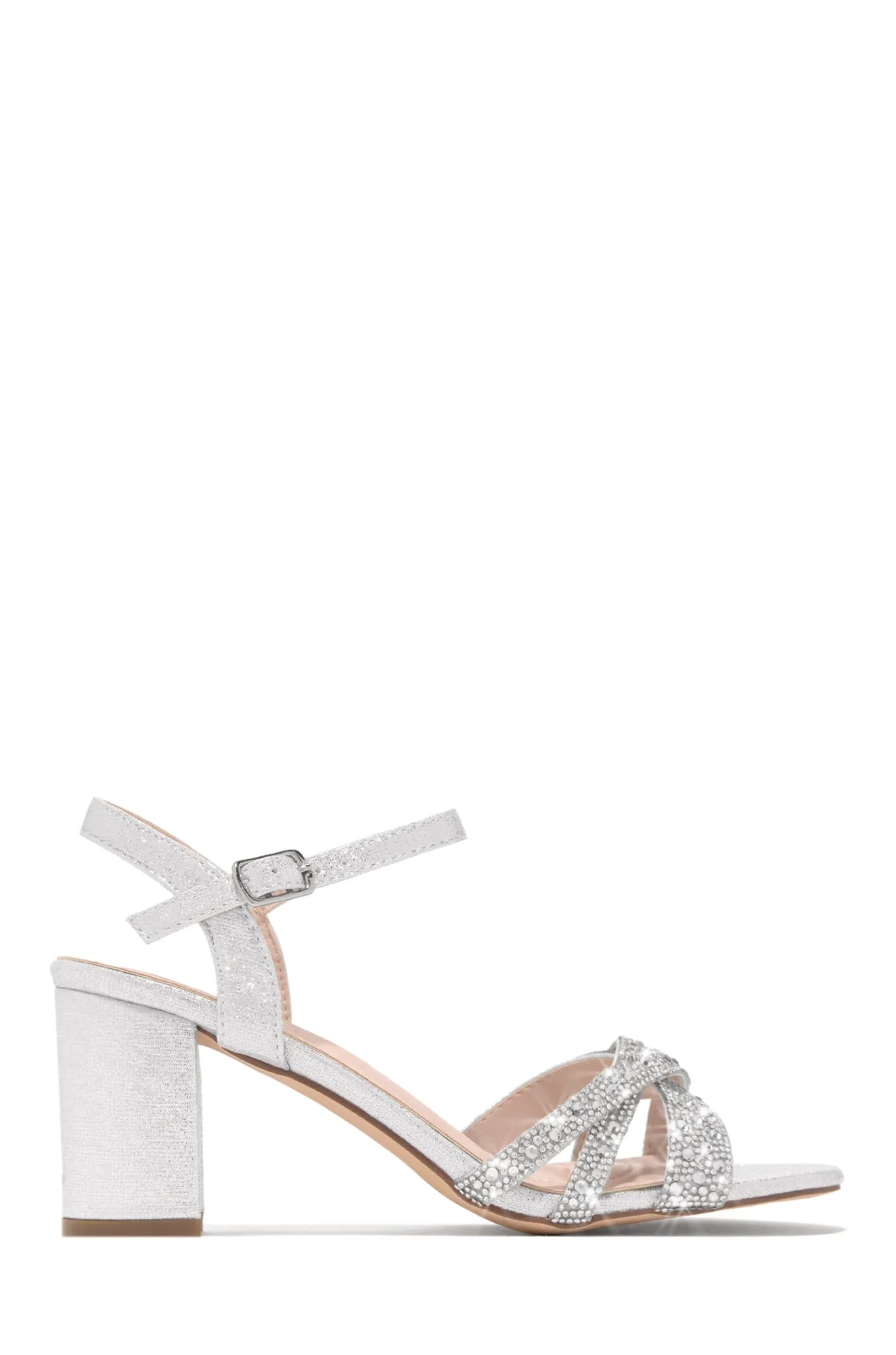 Special Guest Embellished Block Heels - Silver