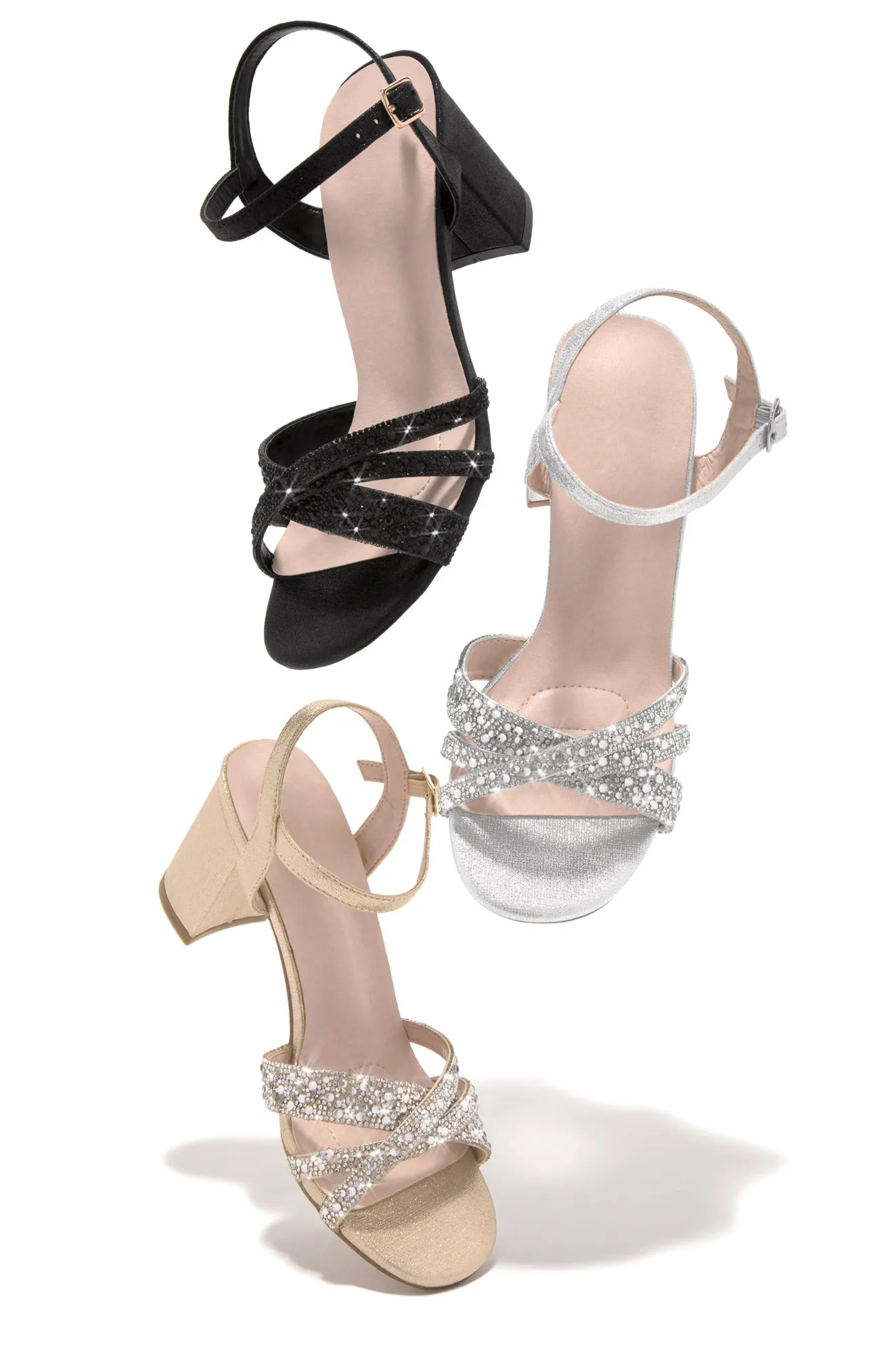 Special Guest Embellished Block Heels - Silver