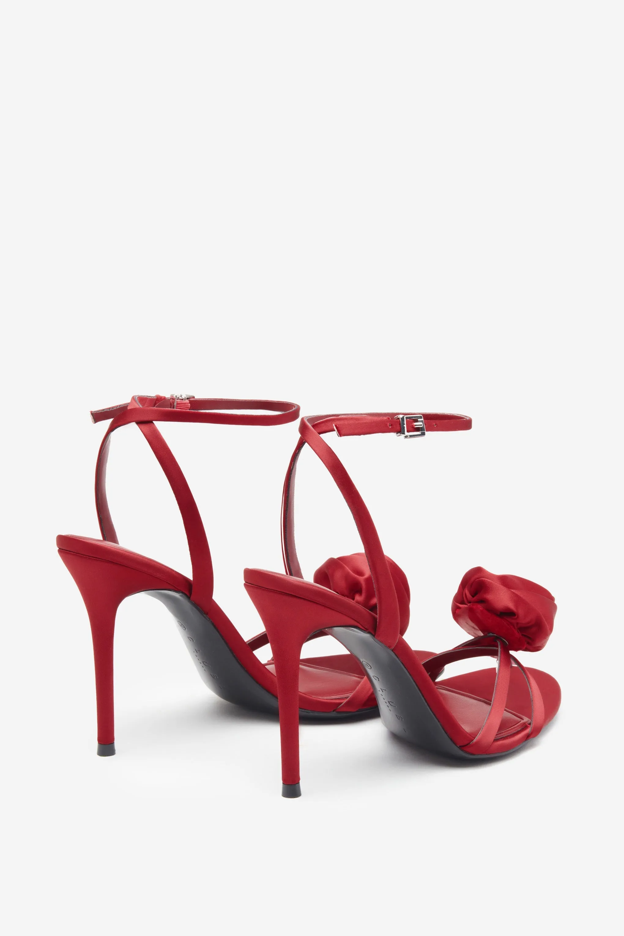 Sweet Step | Port Satin Strappy Heeled Sandals With Flowers