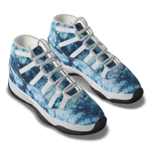 TIE DYE BLUE Men's High Top Basketball Shoes