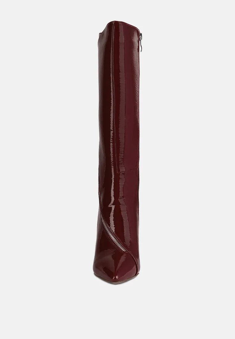 TSAROH Zip Around Calf Boot In Burgundy