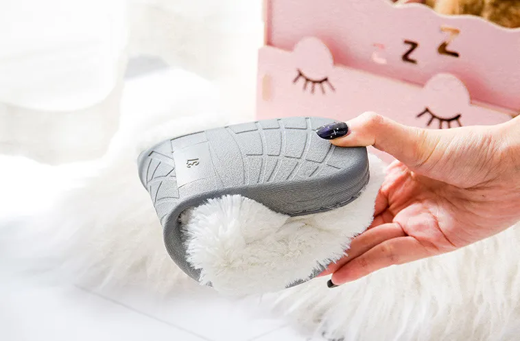 White Fluffy Slippers with Cat Ears for Women