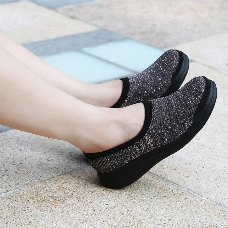 Women's linen fabric anti-skid breathable platform leisure loafers