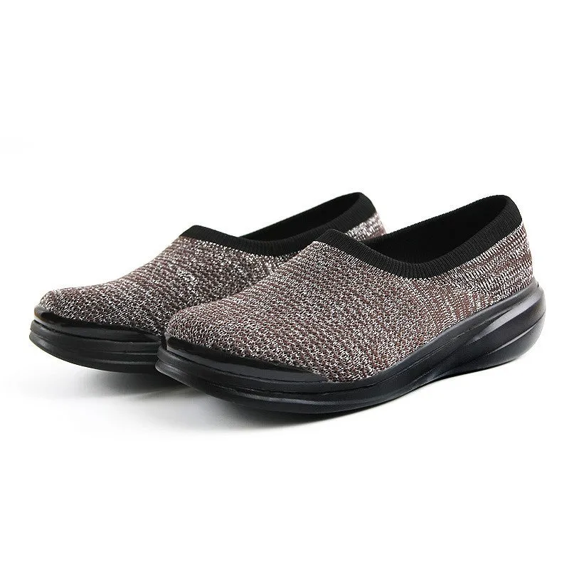 Women's linen fabric anti-skid breathable platform leisure loafers