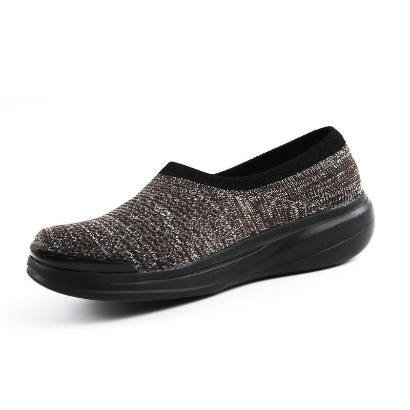 Women's linen fabric anti-skid breathable platform leisure loafers