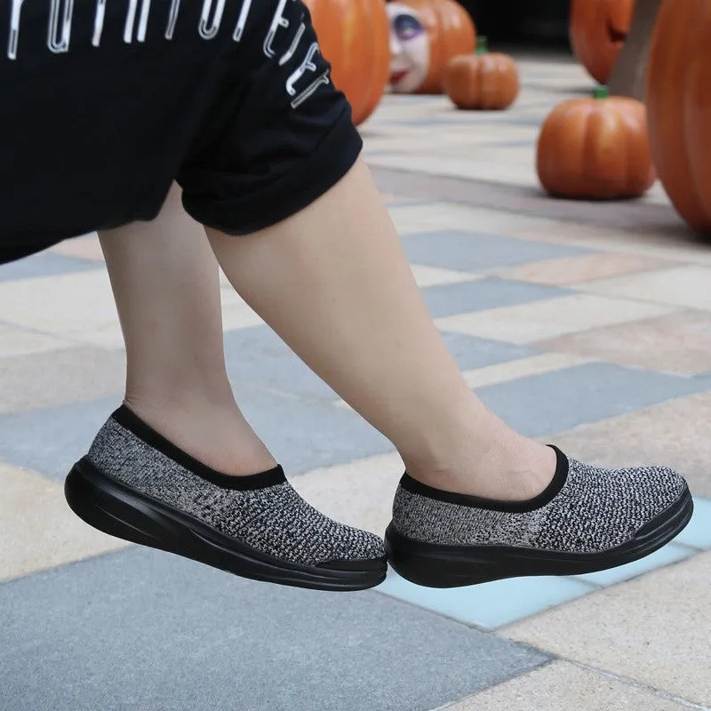 Women's linen fabric anti-skid breathable platform leisure loafers