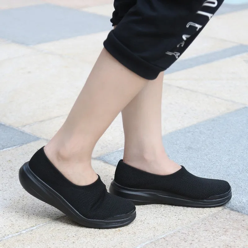 Women's linen fabric anti-skid breathable platform leisure loafers