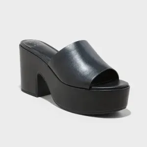 Women's Ricky Platform Heels with Memory Foam Insole - A New Day Black 12