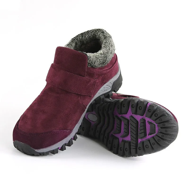 Women's winter thermal suede slip resistant slip-on hiking shoes